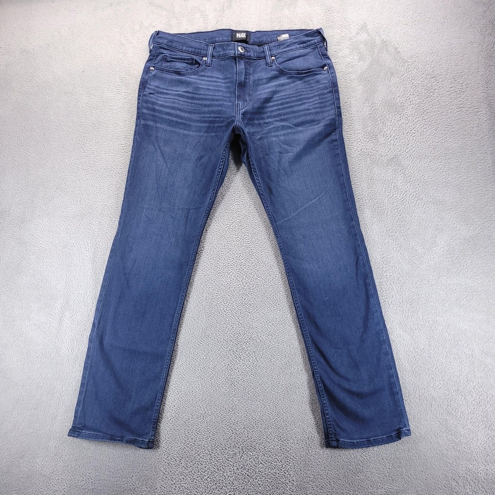 Paige Jeans Mens 36x32 Blue Federal Slim Straight Medium Wash Stretch Denim